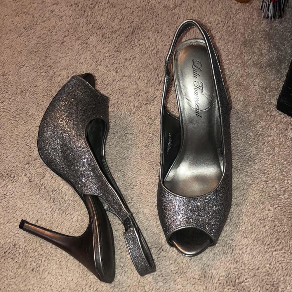 Deep Silver glitter sling back heels